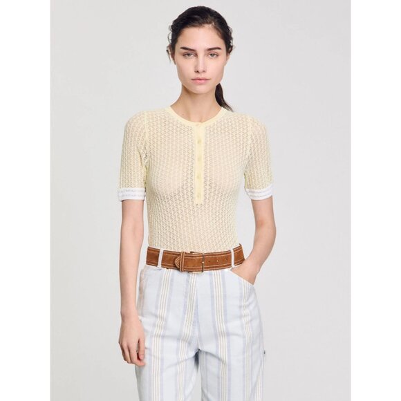 Sandro Wide Leather Belt Brown FR 2 / Medium NWT - Picture 2 of 6